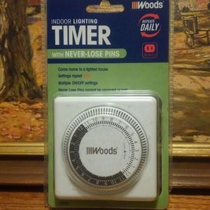 Woods brand Indoor Lighting Timer ⏳ Never Lose Pins Plug in Home 🏡 Timer